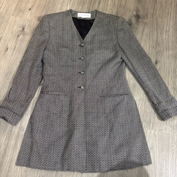 Vtg Jones New York Dress Coat Women’s Size 4 Brown Fleck Tweed Overcoat Made USA - Picture 7 of 12